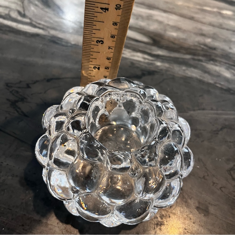 Orrefors Sweden Candle Holder Raspberry Clear Crystal Votive Tea Light Vintage - Picture 3 of 7